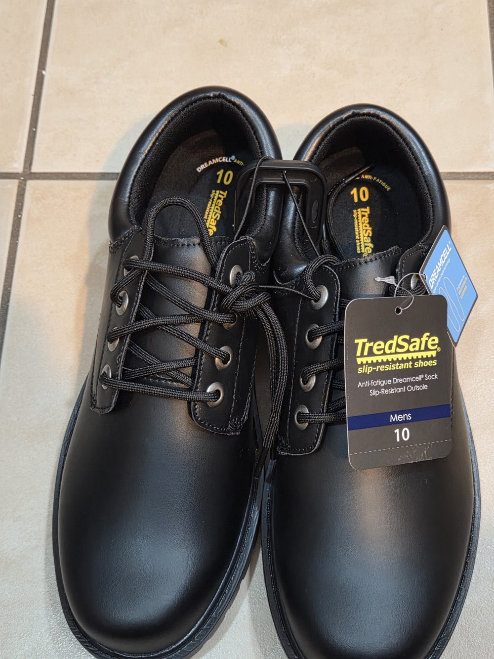 TredSafe Men's Black Slip-Resistant Oxford Shoes